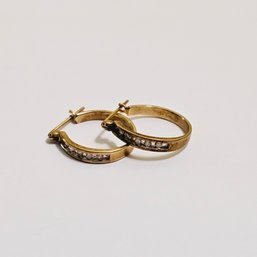 10K Gold Cubic Zirconia Earrings 2.27G  #196