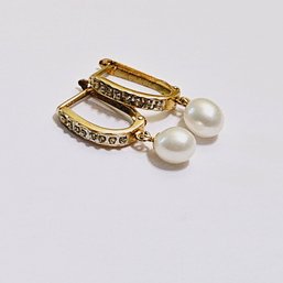Elegant Pearl 14K Gold Earrings #197