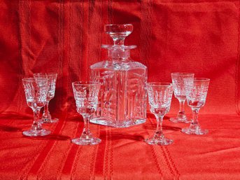 Tiffany & Co 7Pc Crystal Bar Set Decanter And 4 Shot Glasses All Marked On Bottom #1