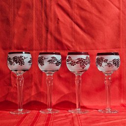 Set Of 4 Vintage Bohemian Czech Wine Glasses #3