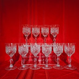 Set Of 10 Tulip-form Hand Blown Heavy Crystal Wine Glasses #8