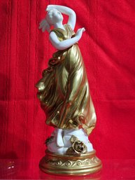 Early 20th Century White And Gold Porcelain Figurine - 23/424 Signed  #25