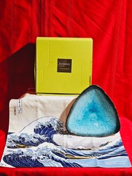Fuwari Premium Gift Set - Turquoise Dish And Musubi Napkin  #29