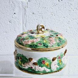 Antique Capodimonte Lidded Jewelry/trinket Box #32