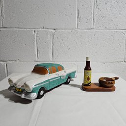 Cuban Souvenirs Lot: Hand Made And Hand Painted Model Car And Wooden Desk Souvenir #38
