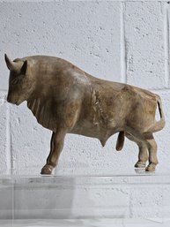 Antique Heavy Wooden Bull Statue #43