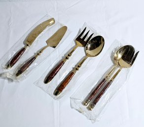 Brand New Brass And Wood Cutlery #55