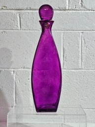 Vintage Hand Made In Spain Tall Decorative Glass Decanter With Stopper #61