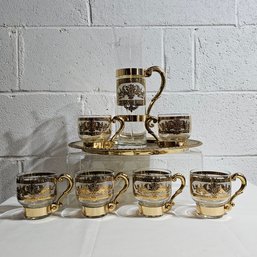 Hollywood Regency Vintage Martini Pitcher Cocktail Glasses Set And Tray  #84