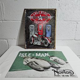 'last Stop Gasoline' And 'isle Of Man' Tin Signs #103