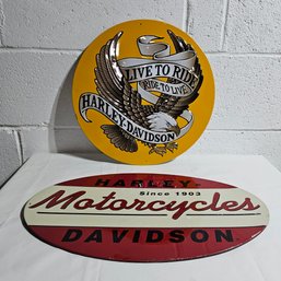 Harley Davidson Round And Oval Metal Signs  #104