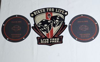 Genuine Harley Derby Cover Gaskets And Biker For Life Patch  #109