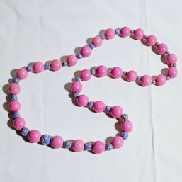 Beuatiful Vintage Hand Painted Ceramic Beads Strand Necklace #136
