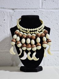 Tribal Style Hand Made Bead And Shell Necklace #146