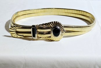 Judith Leiber Signed Art Deco Stretch Gold Belt #157