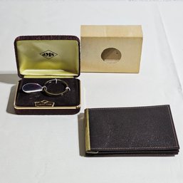 Vintage JMS Sterling Silver Key Holder And Vintage Leather Wallet #169