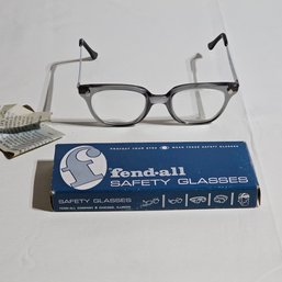 Vintage New Mint Fend-all Safety Glasses With Original Box #199