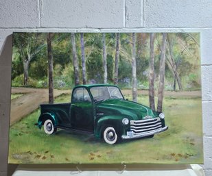 Large 27.5 X 39.5 Truck Painting Artist Signed #208