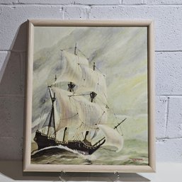 26 X 22 Framed Ship Painting Artist Signed #209
