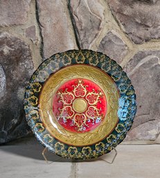 Turkish Art Glass Decorated Centerpiece Bowl #6
