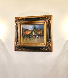 22.5 X 27 Paris Painting In Carved Gilt Frame Artist Signed  #31