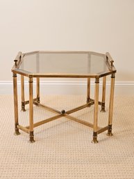 Modern Brass And Glass Coffee Table 20.5 X 27  #43