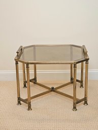 Modern Brass And Glass Coffee Table 20.5 X 27  #44