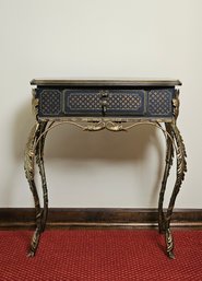 Stunning Vanity Desk With Front Drawer & Key With Beautifully Carved And Decorated Iron Legs  #78