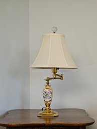 Polished Brass And Porcelain Swing-arm Table Lamp #95