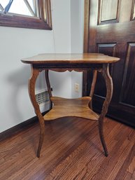 Antique Solid Oak Wood Two-tier Parlor Table  #97
