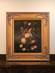 Orlando Signed Still Life Original Oil On Canvas Painting In Ornate Gilt Wood Frame 35 X 31  #110