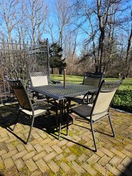 Metal Patio Dining Set With Umbrella Stand And 4 Chairs #119