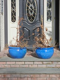2 Blue Ceramic Indoor/Outdoor Planters #167