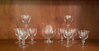 Set Of 9 Wheat Etched Cocktail Glasses And Pitcher #36