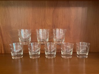 Set Of 8 Wheat Etched Cocktail Glasses   #38