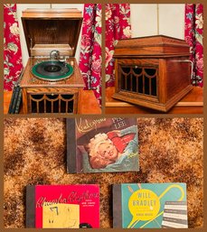Antique Oak Case STARR Phonograph Record Player - Great Working Condition And Vintage Vinyl Records Albums #29