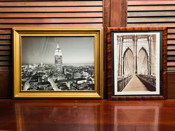 Vintage Framed Empire State Building And Brooklyn Bridge Prints #55