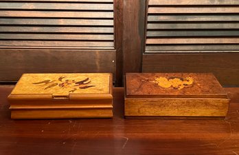 Lot Of 2 Vintage Handmade Wooden Boxes #70