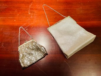 Beautiful Lot Of Brand New Vintage Silver-tone Mesh And Fabric Evening Purses Bags #73