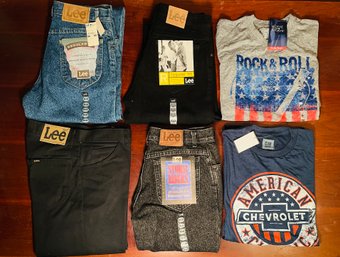 Lot Of Brand New Lee Blue And Black Jeans And 2 Brand New T-shirts Size M #84
