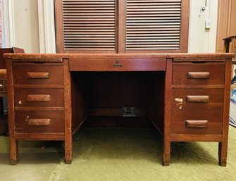 Mid Century Modern DUBIN Furniture Large Walnut Desk 30.5'H X 59'W X 34'D #89