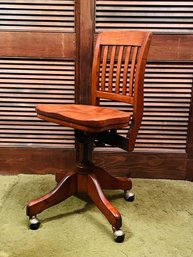 Antique Swivel Solid Wood Office Chair #90