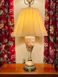 36' Tall Antique Gold Painted Glass Table Lamp #122
