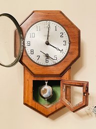 Antique American Waterbury School Clock With Key - Tested And Works  #126