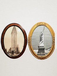 Lot Of 2 Vintage Framed Prints Of The Statue Of Liberty And New York Flatiron Building  23X17 #52