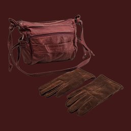 Vintage Leather Women Handbag And Gloves #182