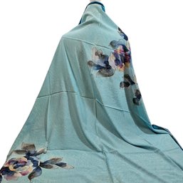 Large Floral Print Silk Scarf #157