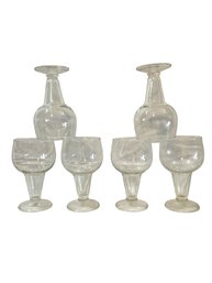 Set Of 6 Vintage Hollow Stem Cocktail Glasses #49