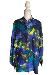 Compagnie Internationale Express Floral Silk Blouse Size M