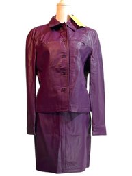 Brand New Vintage Newport News Purple Leather Skirt Suit Site 10